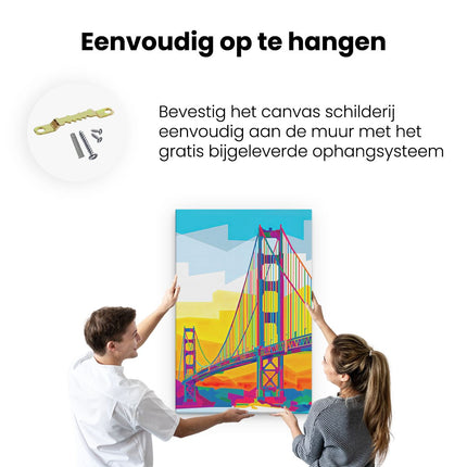 Canvas schilderij ophangen San Francisco Brug in Abstracte Kleuren