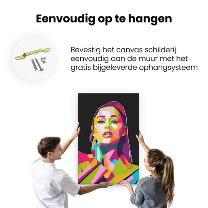 Canvas schilderij ophangen Ariana Grande in Abstracte Kleuren