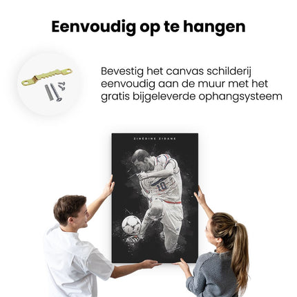Canvas schilderij ophangen Zinedine Zidane bij Frans Elftal