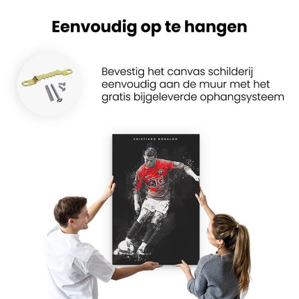 Canvas schilderij ophangen Cristiano Ronaldo bij Manchester United