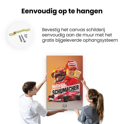 Canvas schilderij ophangen Michael Schumacher bij Ferrari F1