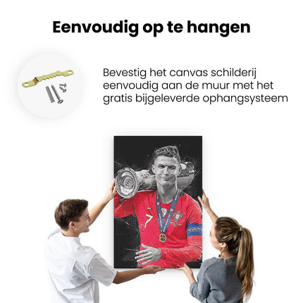 Canvas schilderij ophangen Cristiano Ronaldo bij Portugal