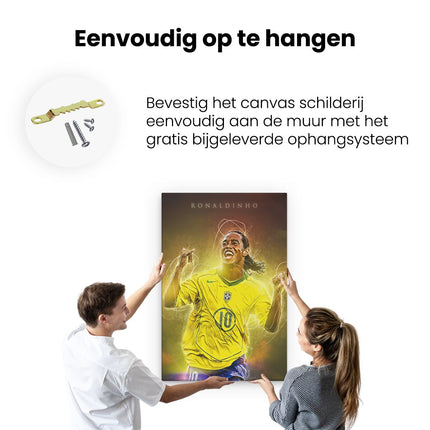 Canvas schilderij ophangen Ronaldinho bij Brazilië