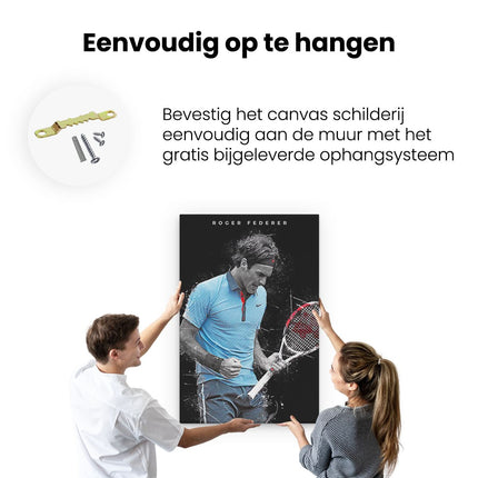 Canvas schilderij ophangen Tennisser Roger Federer 