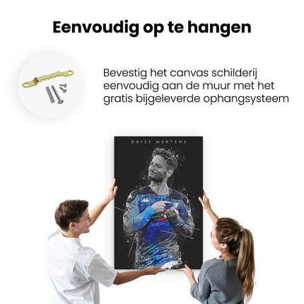 Canvas schilderij ophangen Dries Mertens bij Napoli