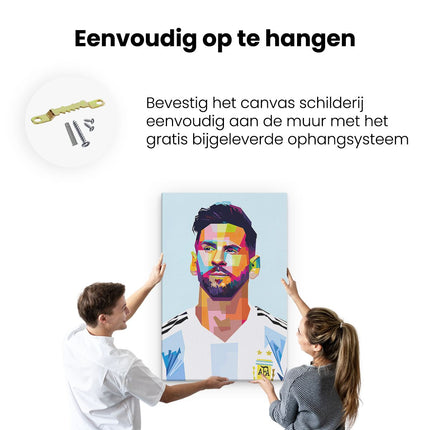Canvas schilderij ophangen Lionel Messi bij Argentinië in Abstract