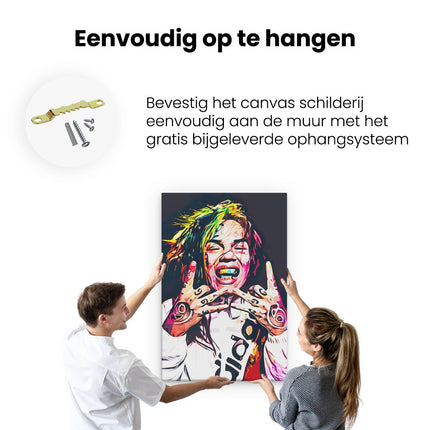 Canvas schilderij ophangen Getekende 6ix9ine