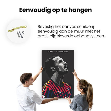 Canvas schilderij ophangen Zlatan Ibrahimovic bij AC Milan in Geometrie