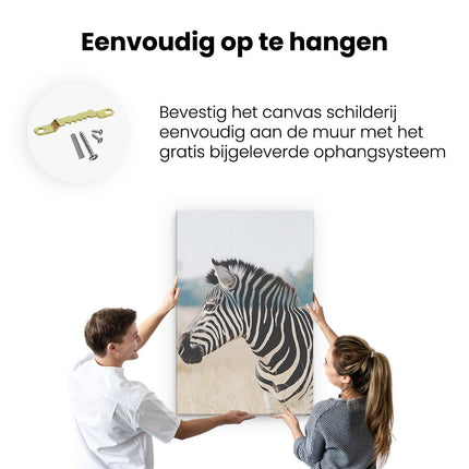 Canvas schilderij ophangen Zebra met Doorzichtige Strepen