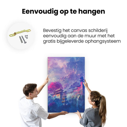 Canvas schilderij ophangen Getekende Japanse Tempels