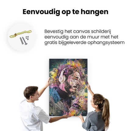Canvas schilderij ophangen Post Malone in Olieverf