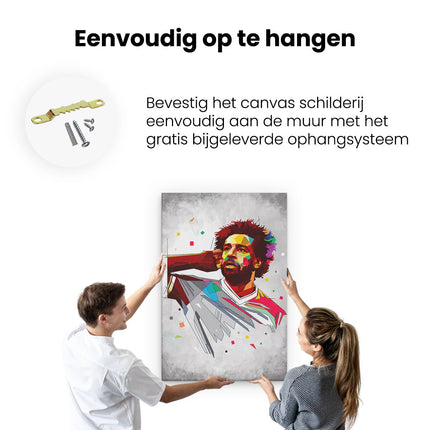 Canvas schilderij ophangen Mohammed Salah in Geometrische Stijl