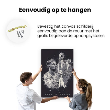 Canvas schilderij ophangen Sergio Ramos met de Champions League Beker