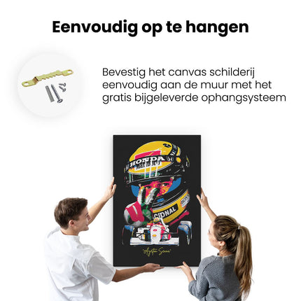 Canvas schilderij ophangen Formule 1 Coureur Ayrton Senna