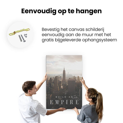 Canvas schilderij ophangen Build an Empire - Motivatie Quote - New York