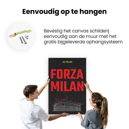 Canvas schilderij ophangen AC Milan Forza Milan 
