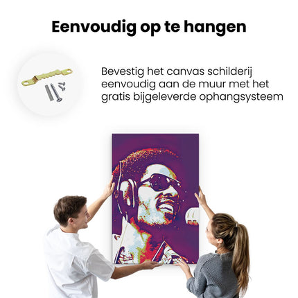 Canvas schilderij ophangen Stevie Wonder