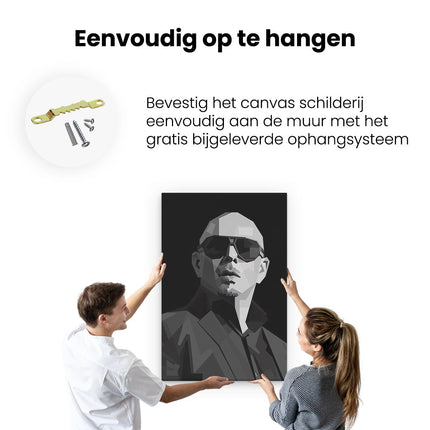Canvas schilderij ophangen Rapper Pitbull in Geometrie 