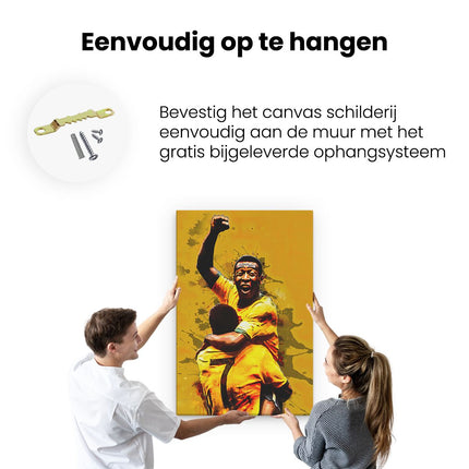 Canvas schilderij ophangen Pelé juicht na Iconische Goal bij Brazilië 