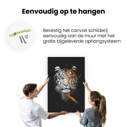 Canvas schilderij ophangen Geometrische Tijger