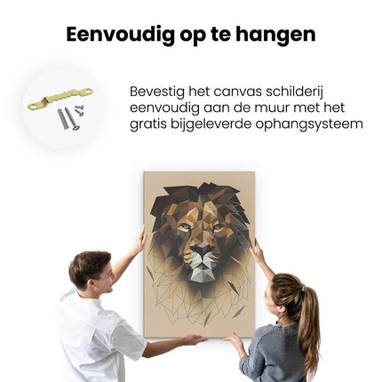 Canvas schilderij ophangen Geometrische Leeuw