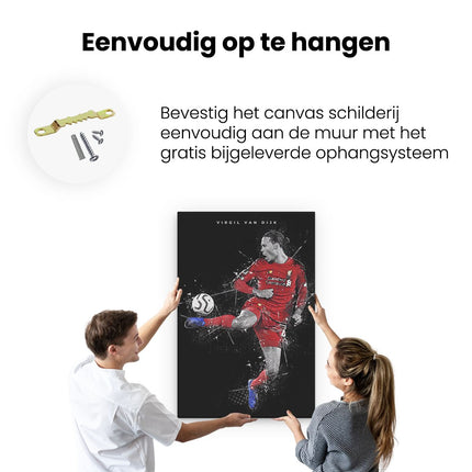 Canvas schilderij ophangen Virgil van Dijk in actie bij Liverpool