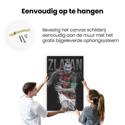 Canvas schilderij ophangen Zlatan Ibrahimovic bij AC Milan