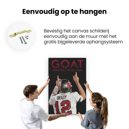 Canvas schilderij ophangen American Football speler Tom Brady - GOAT