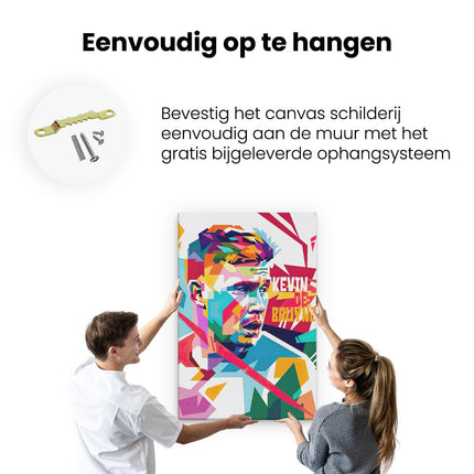 Canvas schilderij ophangen Kevin de Bruyne in Kleur