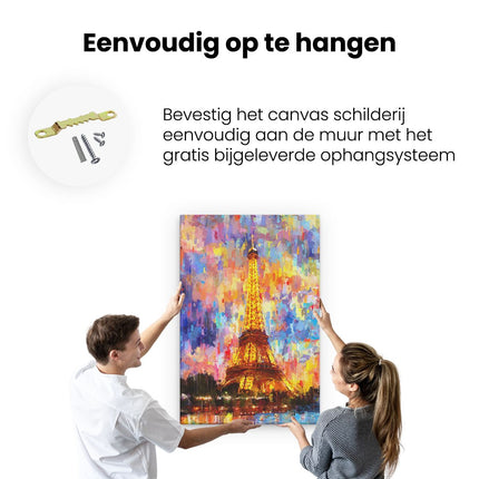 Canvas schilderij ophangen Getekende Eiffeltoren in Parijs 