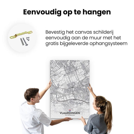 Canvas schilderij ophangen Stadskaart Vlaardingen in het Wit