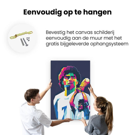 Canvas schilderij ophangen Diego Maradona met de Wereldbeker