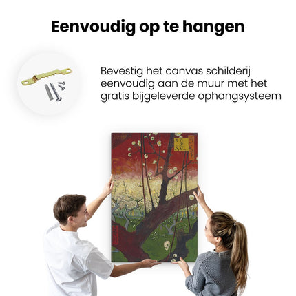 Canvas schilderij ophangen Bloeiende Pruimenboomgaard - naar Hiroshige - Vincent van Gogh