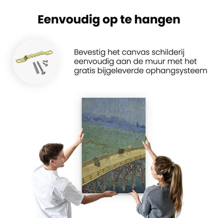 Canvas schilderij ophangen Brug in de Regen - naar Hiroshige - Vincent van Gogh