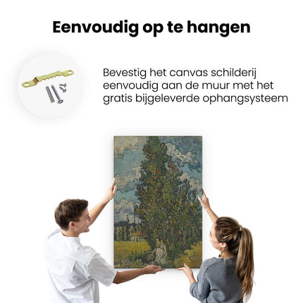 Canvas schilderij ophangen Cipressen en Twee Vrouwen - Vincent van Gogh