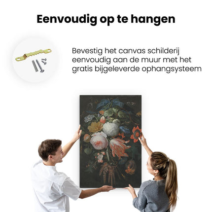 Canvas schilderij ophangen Een Hangend Boeket - Abraham Mignon