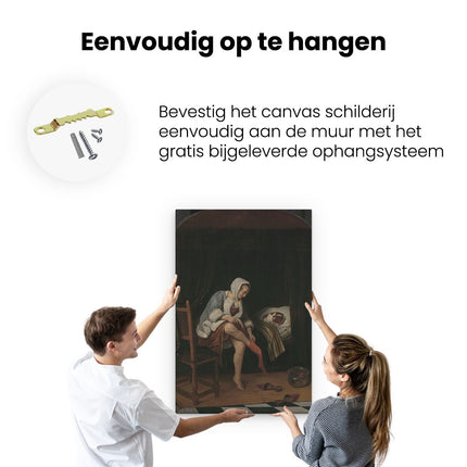 Canvas schilderij ophangen Het Toilet - Jan Steen
