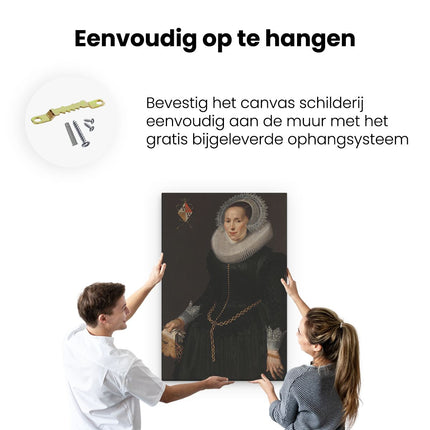 Canvas schilderij ophangen Portret van Johanna Le Maire - Nicolaes Eliasz. Pickenoy