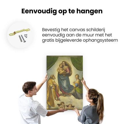 Canvas schilderij ophangen Sixtijnse Madonna - Rafaël