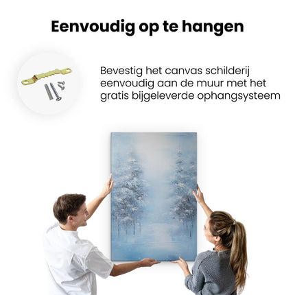 Canvas schilderij ophangen Wintersbos - Olieverf Tekening - Winter