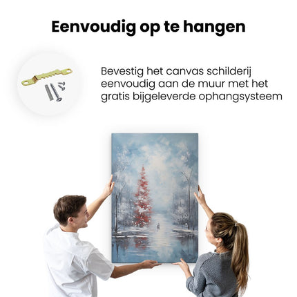 Canvas schilderij ophangen Wintersbos - Olieverf Tekening