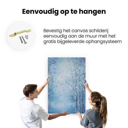 Canvas schilderij ophangen Wintersbos - Olieverf Tekening - Winter