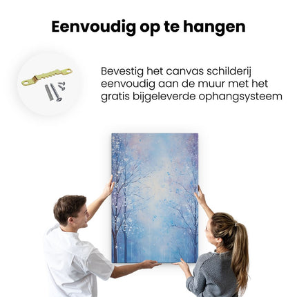 Canvas schilderij ophangen Wintersbos - Olieverf Tekening - Winter