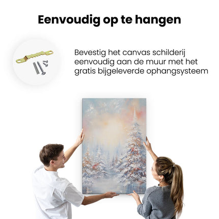 Canvas schilderij ophangen Wintersbos - Olieverf Tekening - Winter