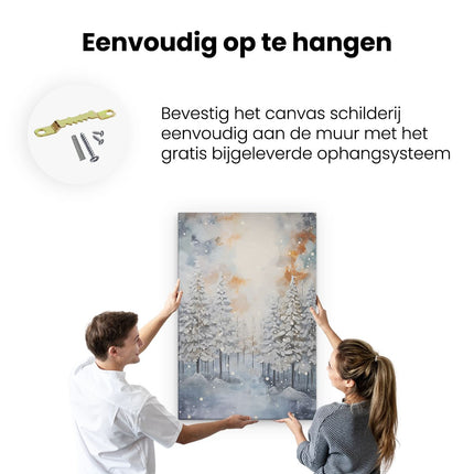 Canvas schilderij ophangen Wintersbos - Olieverf Tekening - Winter