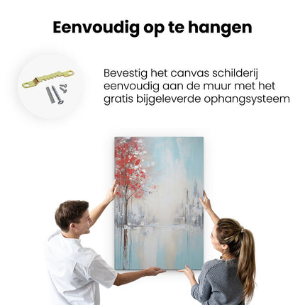 Canvas schilderij ophangen Wintersbos - Olieverf Tekening - Winter