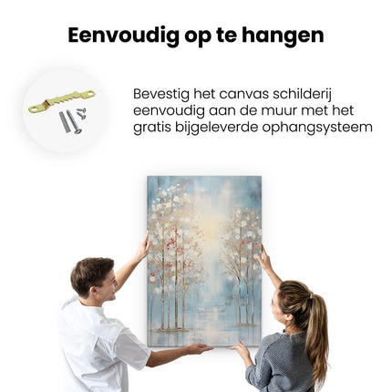 Canvas schilderij ophangen Wintersbos - Olieverf Tekening