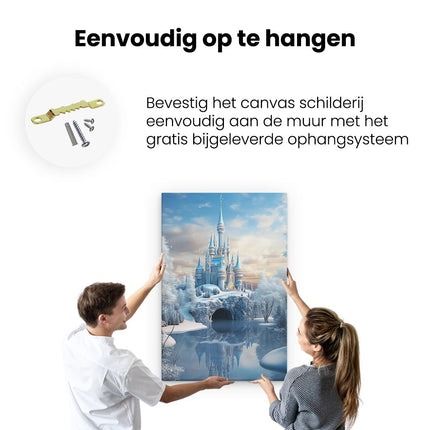 Canvas schilderij ophangen IJskasteel in de Winter