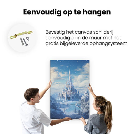 Canvas schilderij ophangen IJskasteel in de Winter