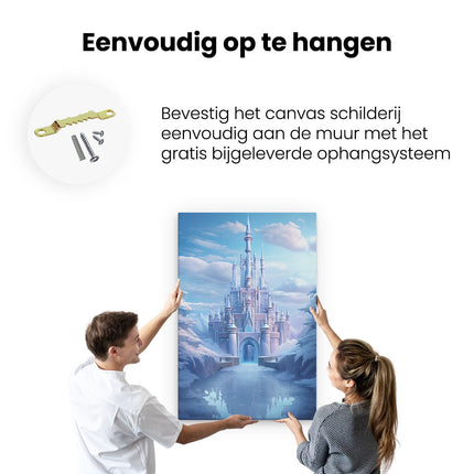 Canvas schilderij ophangen IJskasteel in de Winter